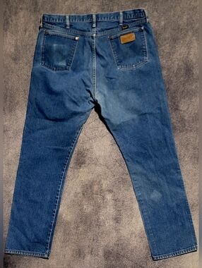 VTG Wrangler Cowboy Cut Mens Sz 40x34 Dark Blue Denim Jeans 100% Cotton 13MWZPW